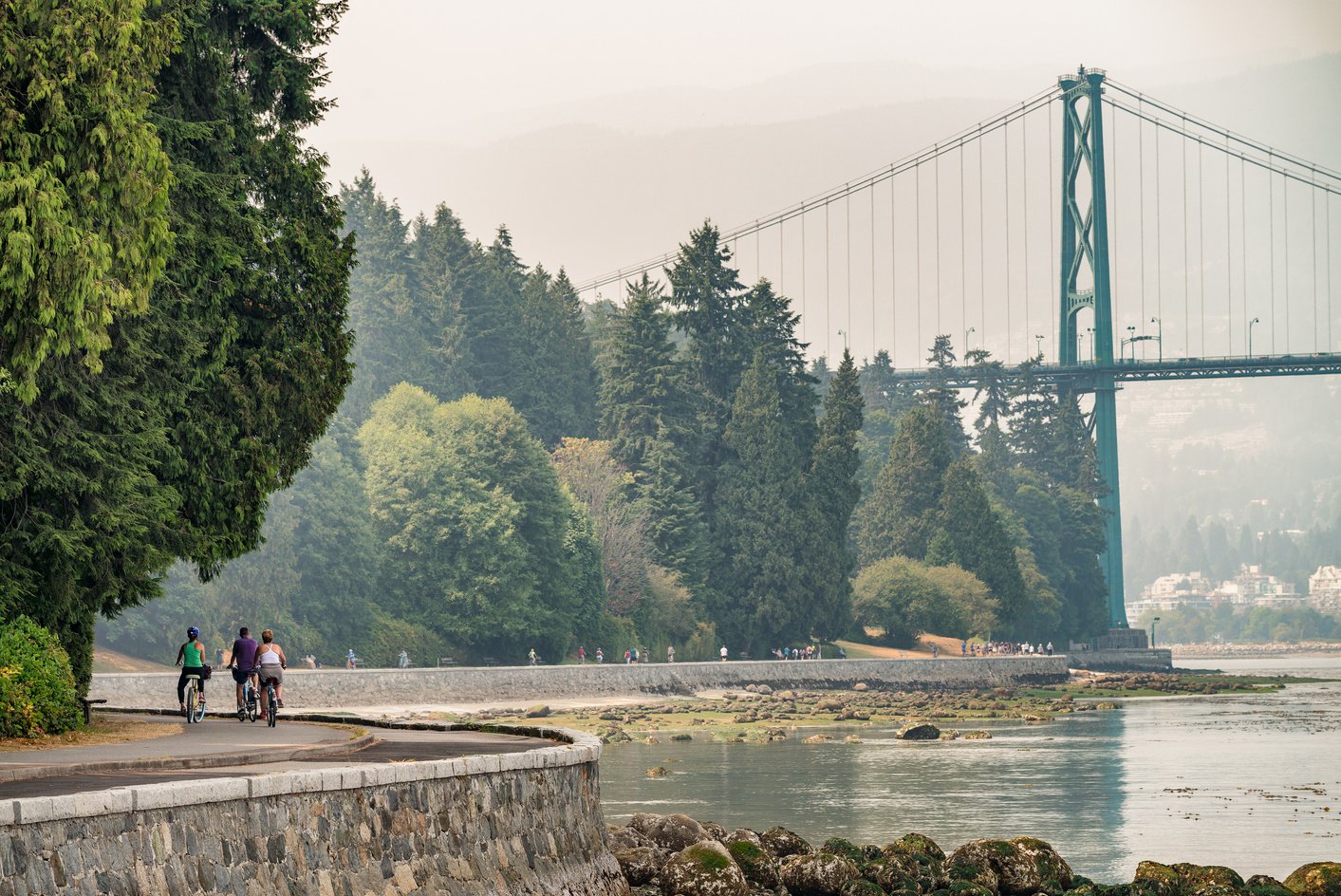 Biking along Stanley Park in Vancouver